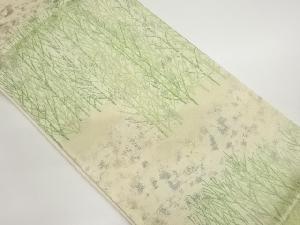 引箔枯れ木々模様織出し袋帯